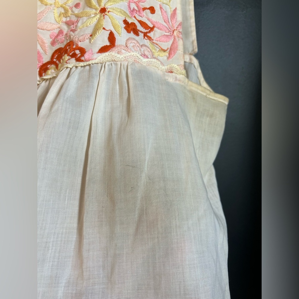 Vintage 60s/70s Boho Sheer Embroidered Lace Floral Babydoll Tanktop Size S - Picture 5 of 6
